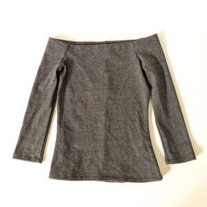 Zara Womens Black White Knit Off the Shoulder Top Size Small 3/4 Sleeves NWT